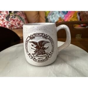 Vintage Onion River NRA National Rifle Association Pottery Raised Logo Mug Cup